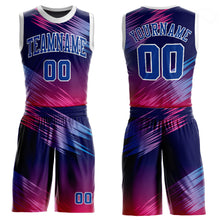 Load image into Gallery viewer, Custom Purple Royal-Pink Round Neck Sublimation Basketball Suit Jersey
