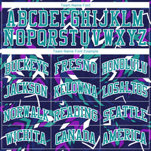 Load image into Gallery viewer, Custom Purple Aqua-White Music Festival Round Neck Sublimation Basketball Suit Jersey
