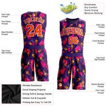 Load image into Gallery viewer, Custom Purple Orange-Gold Music Festival Round Neck Sublimation Basketball Suit Jersey
