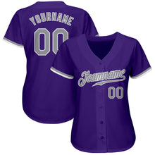 Load image into Gallery viewer, Custom Purple Gray-White Authentic Baseball Jersey
