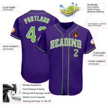 Load image into Gallery viewer, Custom Purple Neon Green-White Authentic Baseball Jersey

