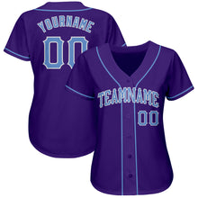 Load image into Gallery viewer, Custom Purple Light Blue-White Authentic Baseball Jersey
