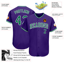 Load image into Gallery viewer, Custom Purple Kelly Green-White Authentic Baseball Jersey
