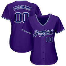 Load image into Gallery viewer, Custom Purple Royal-White Authentic Baseball Jersey
