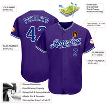 Load image into Gallery viewer, Custom Purple Royal-White Authentic Baseball Jersey
