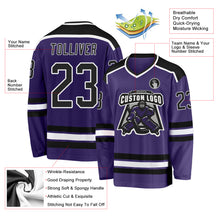 Load image into Gallery viewer, Custom Purple Black-White Hockey Jersey
