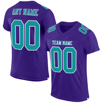 Custom Purple Aqua-White Mesh Authentic Football Jersey