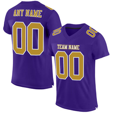 Custom Purple Old Gold-White Mesh Authentic Football Jersey