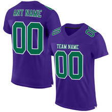 Load image into Gallery viewer, Custom Purple Kelly Green-White Mesh Authentic Football Jersey
