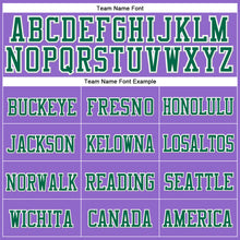 Load image into Gallery viewer, Custom Purple Kelly Green-White Stitched Cuffed Knit Hat
