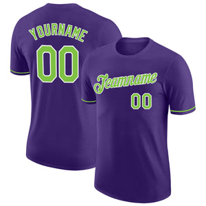 Custom Purple Neon Green-White Performance T-Shirt