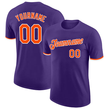 Custom Purple Orange-White Performance T-Shirt