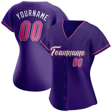 Load image into Gallery viewer, Custom Purple Pink-Black Authentic Baseball Jersey
