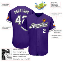Load image into Gallery viewer, Custom Purple White Black-Gray Authentic Baseball Jersey
