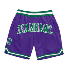 Load image into Gallery viewer, Custom Purple Kelly Green-White Authentic Throwback Basketball Shorts
