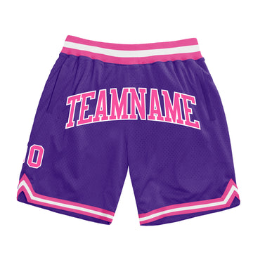 Custom Purple Pink-White Authentic Throwback Basketball Shorts
