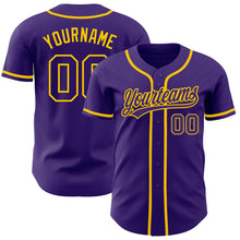 Load image into Gallery viewer, Custom Purple Purple-Gold Authentic Baseball Jersey
