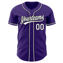 Load image into Gallery viewer, Custom Purple White-Black Authentic Baseball Jersey
