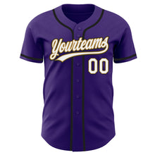 Load image into Gallery viewer, Custom Purple White Old Gold-Black Authentic Baseball Jersey
