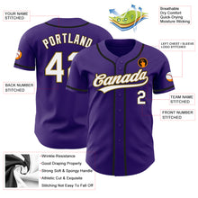 Load image into Gallery viewer, Custom Purple White Old Gold-Black Authentic Baseball Jersey
