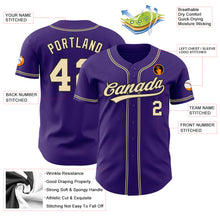 Load image into Gallery viewer, Custom Purple City Cream-Black Authentic Baseball Jersey
