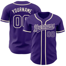 Load image into Gallery viewer, Custom Purple Purple-Cream Authentic Baseball Jersey
