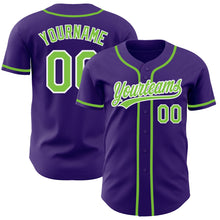 Load image into Gallery viewer, Custom Purple Neon Green-White Authentic Baseball Jersey
