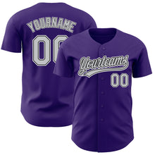 Load image into Gallery viewer, Custom Purple Gray-Black Authentic Baseball Jersey

