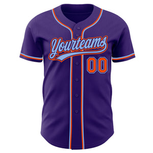 Custom Purple Orange-Light Blue Authentic Baseball Jersey