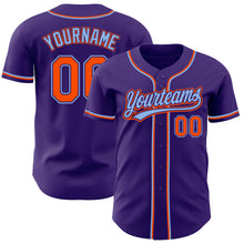 Load image into Gallery viewer, Custom Purple Orange-Light Blue Authentic Baseball Jersey
