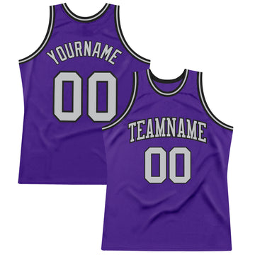 Custom Purple Gray-Black Authentic Throwback Basketball Jersey