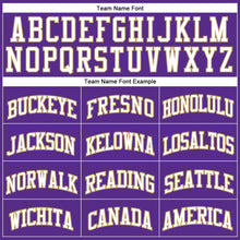 Load image into Gallery viewer, Custom Purple White-Old Gold Authentic Throwback Basketball Jersey
