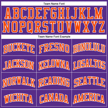 Load image into Gallery viewer, Custom Purple White Pinstripe Orange Authentic Basketball Jersey
