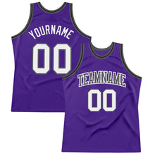 Load image into Gallery viewer, Custom Purple White Steel Gray-Black Authentic Throwback Basketball Jersey
