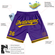 Load image into Gallery viewer, Custom Purple Gold-Black Authentic Throwback Basketball Shorts
