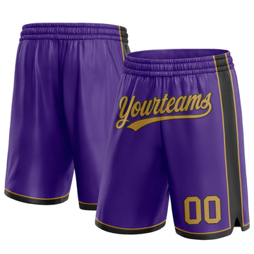 Custom Purple Old Gold-Black Authentic Basketball Shorts