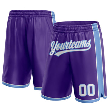 Custom Purple White-Light Blue Authentic Basketball Shorts