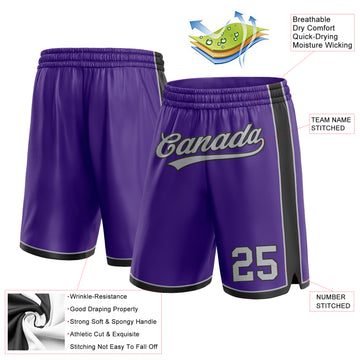Custom Purple Gray-White Authentic Basketball Shorts