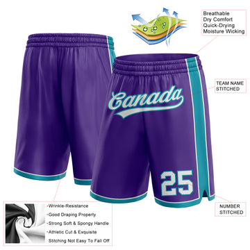 Custom Purple White-Teal Authentic Basketball Shorts