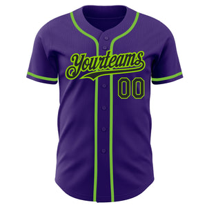 Custom Purple Black-Neon Green Authentic Baseball Jersey