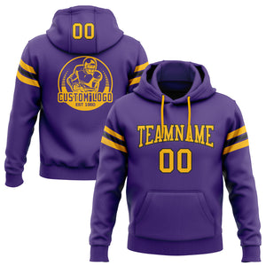 Custom Stitched Purple Gold-Black Football Pullover Sweatshirt Hoodie