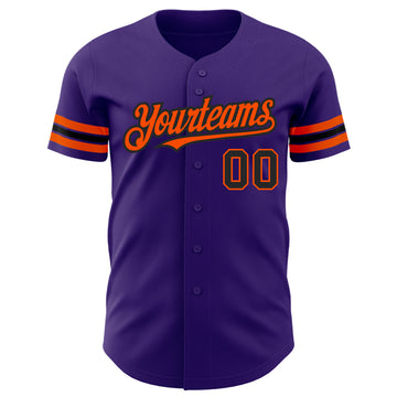 Custom Purple Black-Orange Authentic Baseball Jersey