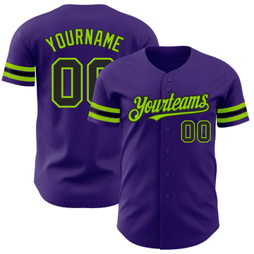 Custom Purple Black-Neon Green Authentic Baseball Jersey