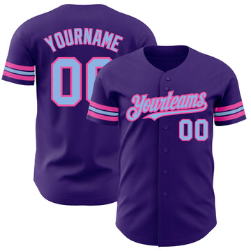 Custom Purple Light Blue-Pink Authentic Baseball Jersey