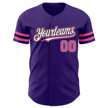 Load image into Gallery viewer, Custom Purple Pink-Black Authentic Baseball Jersey
