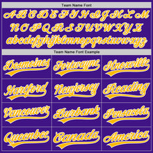 Load image into Gallery viewer, Custom Purple Gold-White Authentic Throwback Baseball Jersey
