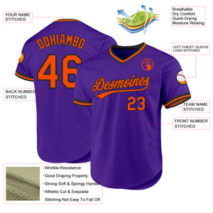 Custom Purple Orange-Black Authentic Throwback Baseball Jersey