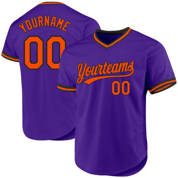 Custom Purple Orange-Black Authentic Throwback Baseball Jersey