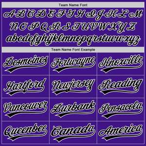 Custom Purple Black-White Authentic Throwback Baseball Jersey
