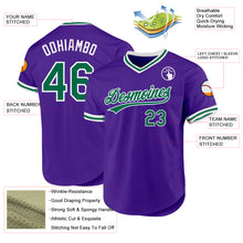 Load image into Gallery viewer, Custom Purple Kelly Green-White Authentic Throwback Baseball Jersey
